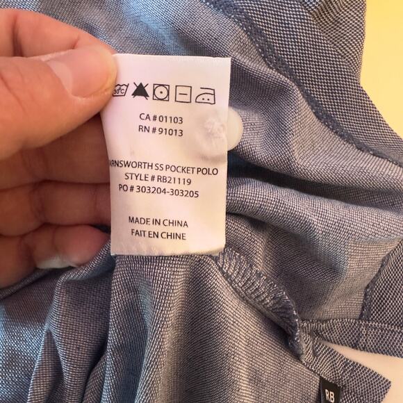 NWT Robert Barakett Farnsworth Short Sleeve Pocket Polo Size XXL Blue Two Tone - Picture 8 of 8